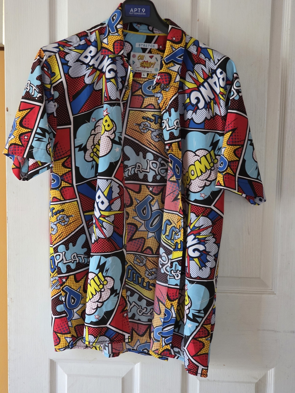 Oh Snap! Graphic Button-Up Shirt by Drill Clothing Co. - Red, Yellow, Blue